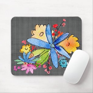 Mousepad Flores De Dólar Na Placa Do Mouse Gingham