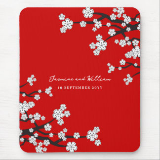 Mousepad Flores De Flor De Cerejeira Branco Elegante Sakura