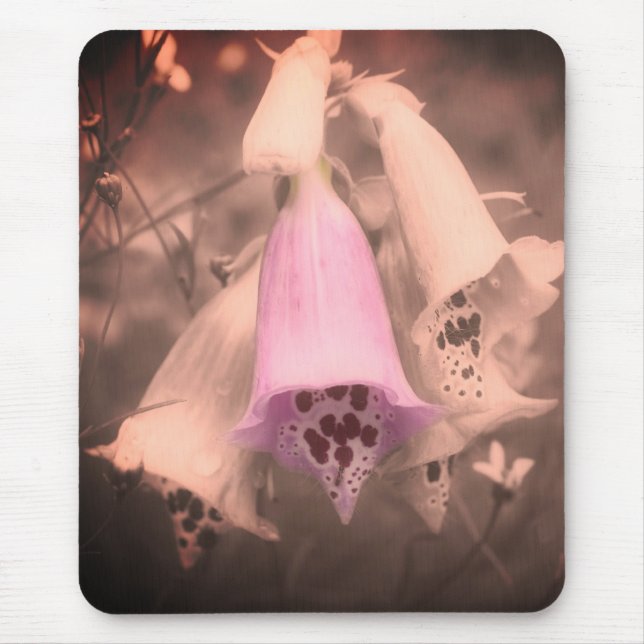 Mousepad Flores De Foxglove Preto E Branco (Frente)