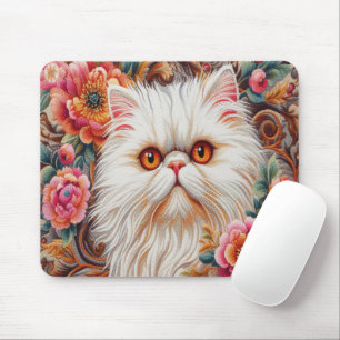 Mousepad Flores De Gatinhos Persa, Gato Persa De Delito Flo