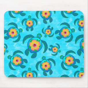 Mousepad Flores de Hibiscus no Mar de Honu Azul