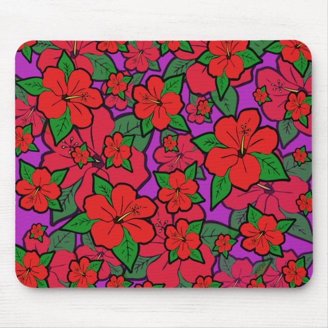 Mousepad Flores de Hibiscus Roxo (Frente)