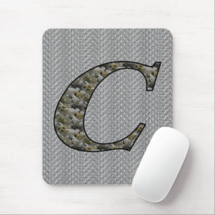 Mousepad Flores de Hortênsia com Inicial C de Monograma