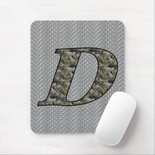 Mousepad Flores de Hortênsia Monograma Inicial D