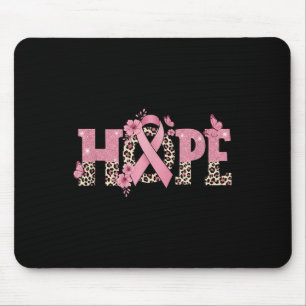 Mousepad Flores de impressão leopardo-da-fita rosa-esperanç