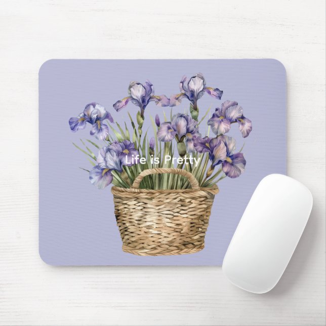 Mousepad Flores de Íris Roxa (Com mouse)