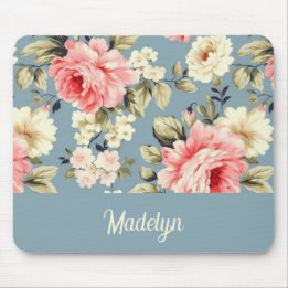 Mousepad Flores de Jardim de Campo Padrão Rótulo Personaliz