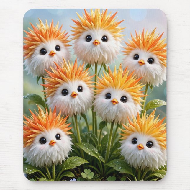 Mousepad Flores de Jardim de Frango de Fantasia Fofa  (Frente)