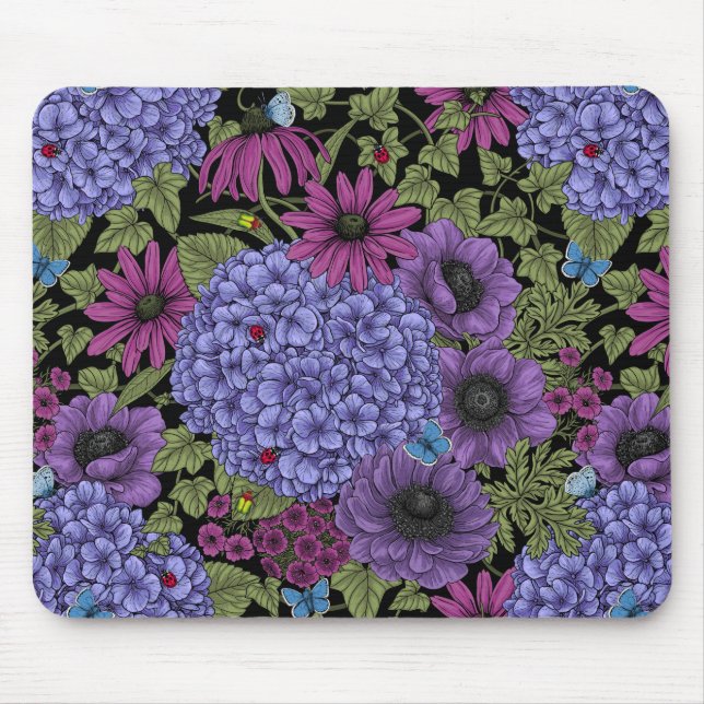 Mousepad Flores de jardim de negros (Frente)