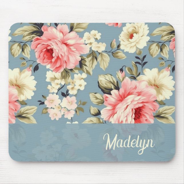 Mousepad Flores de Jardim Rústico Elegante Letra Desgastada (Frente)