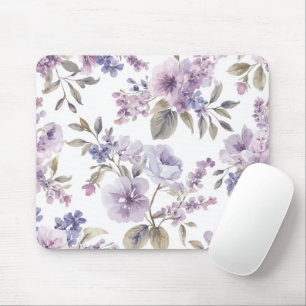 Mousepad Flores de Lavanda Aquarela Botânica Roxa