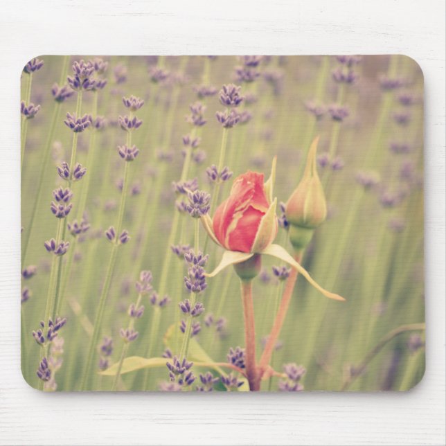 Mousepad Flores de lavanda e Rosa (Frente)