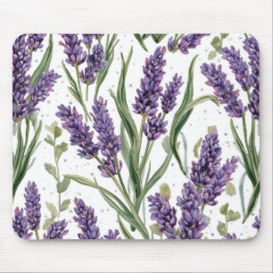 Mousepad Flores de Lavanda Roxa Botânica Aquarela