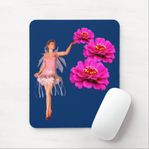 Mousepad Flores De Leite E De Zinônia Rosa