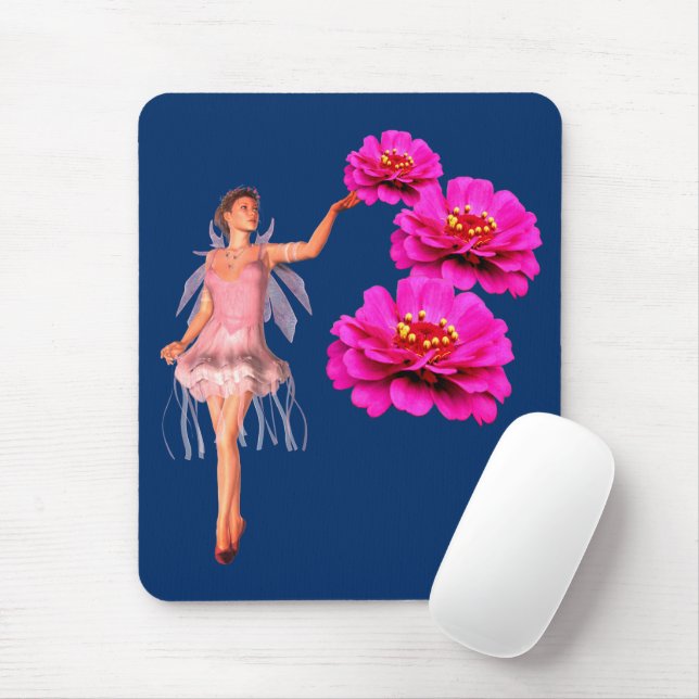Mousepad Flores De Leite E De Zinônia Rosa (Com mouse)