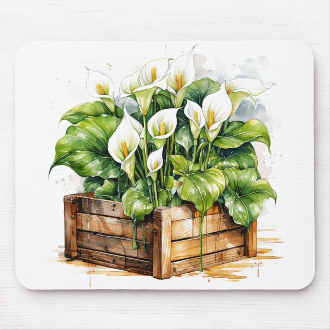 Mousepad Flores de Lírio Calla Plantados em Flor (Frente)
