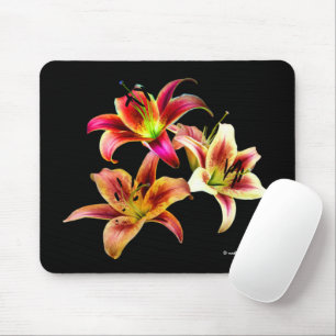 Mousepad Flores de Lírios Amarelos-Rosa Elegantes Flores
