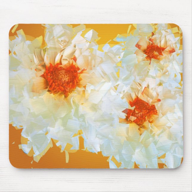 Mousepad Flores De Mão-De-Obra Branco Cubist (Frente)