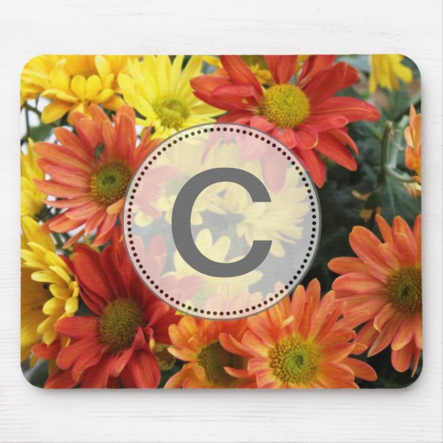 Mousepad Flores de margarida de outono coloridas vermelhas, (Frente)