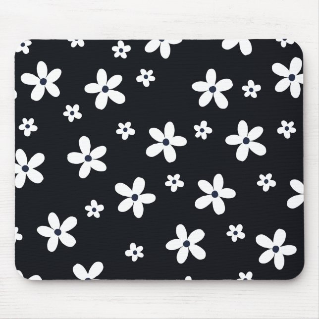 Mousepad Flores de Margarida Negra-Negra Summer Boho (Frente)