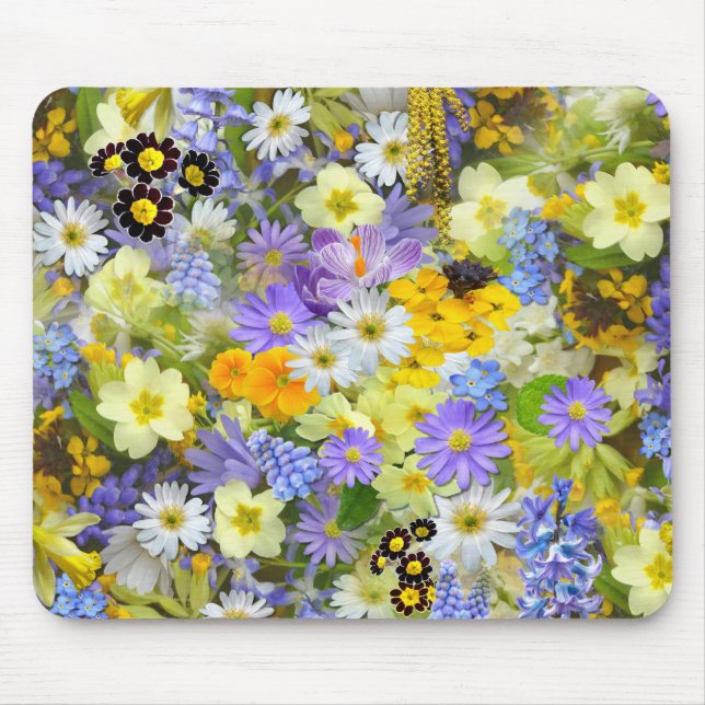Mousepad Flores de Margarida, Primula, Narciso (Frente)