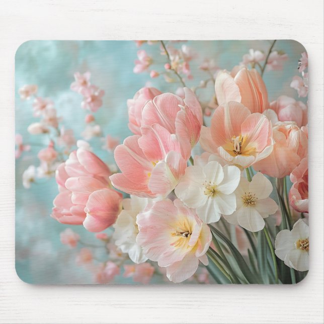 Mousepad Flores de Mola de Pastel Design Delicadas Florais  (Frente)