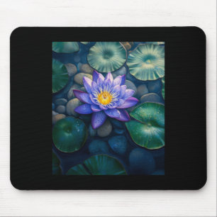 Mousepad Flores de Nenúfar Roxo E Folhas De Nenúfar Em Um E