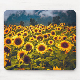 Mousepad Flores de Paisagem de Girassol Amarelo