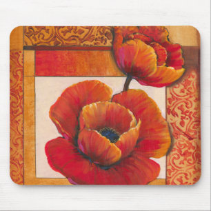 Mousepad Flores de Papoula em Tan e Orange Background