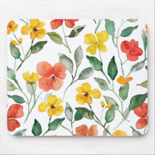 Mousepad Flores de Pêssego Amarelo Vermelho