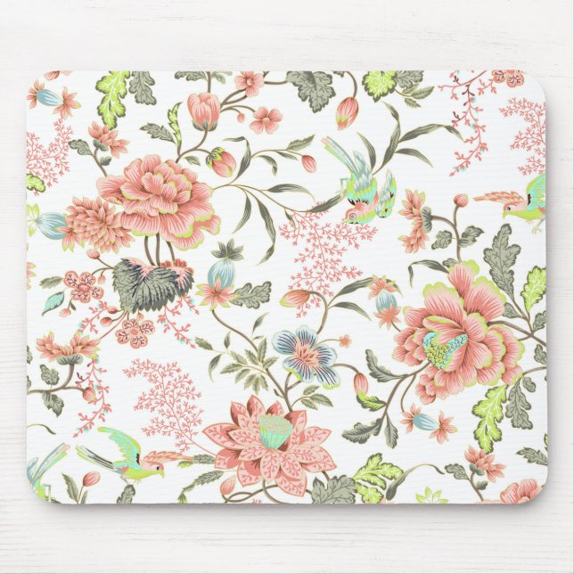 Mousepad Flores De Pêssego Com Hummingbird (Frente)