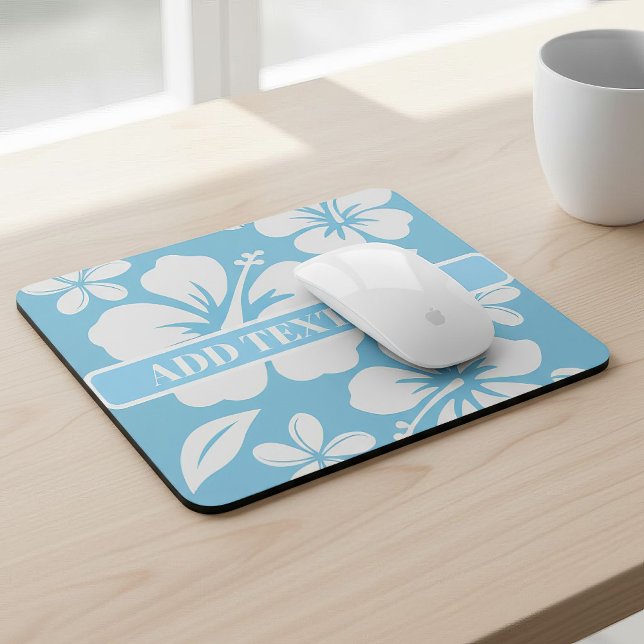Mousepad Flores de Praia Azul Tropicais (Criador carregado)