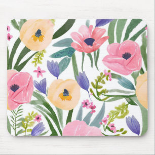 Mousepad Flores de Primavera   Aquarela Floral Pastel