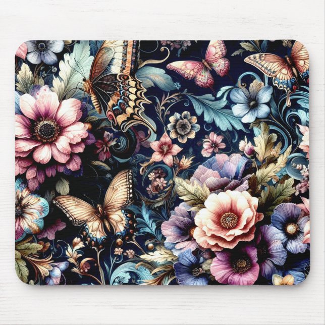 Mousepad Flores de primavera e Borboletas Antigas (Frente)
