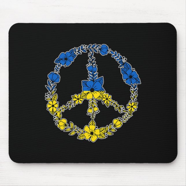 Mousepad Flores de Sinal de Paz da Ucrânia em Azul e Amarel (Frente)