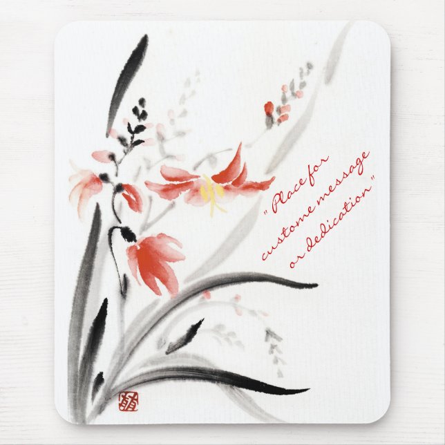 Mousepad Flores de tinta típicas orientais chinesas (Frente)
