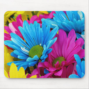 Mousepad Flores de Torre Azul-Colorido-Rosa-Quente Colorida