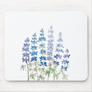 Mousepad flores de tremoço azuis e roxas