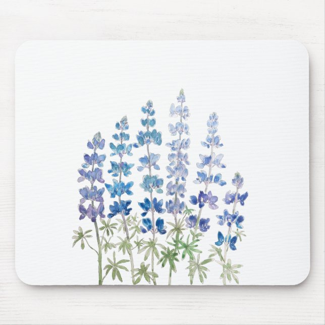 Mousepad flores de tremoço azuis e roxas (Frente)