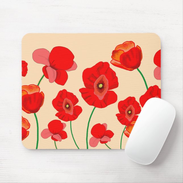 Mousepad Flores de vermelhos (Com mouse)