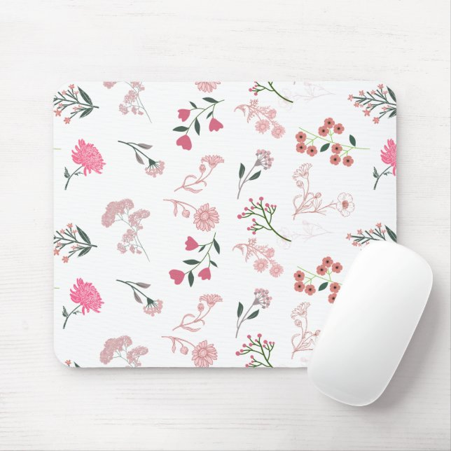 Mousepad Flores Delicadas Associadas no Impressão de Padrão (Com mouse)