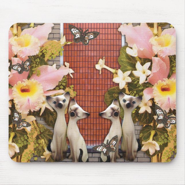 Mousepad flores do amor dos kats do gatinho (Frente)