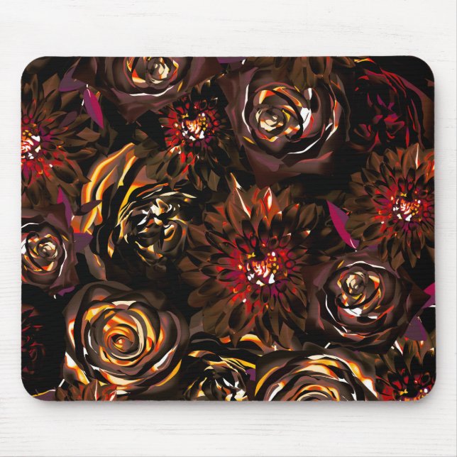Mousepad Flores do Brilho de Outono do Jardim Escuro Outono (Frente)