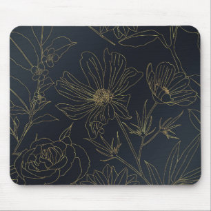 Mousepad Flores Douradas Elegantes delineiam design de grad
