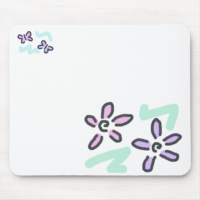 Mousepad Flores e borboletas Pastel (Frente)