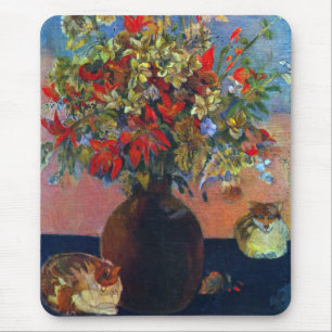 Mousepad Flores e Gatos de Paul Gauguin, Arte Fina Vintage