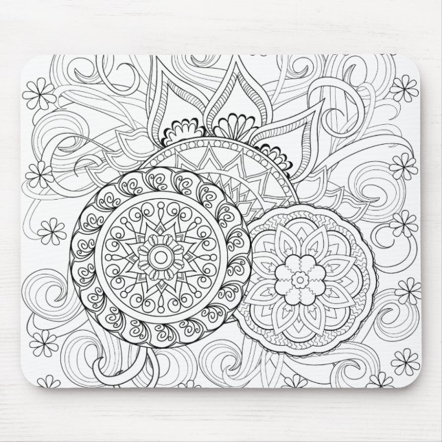 Mousepad Flores e mandalas do Doodle (Frente)