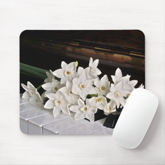Mousepad Flores e Pad de Mouse Piano (Com mouse)