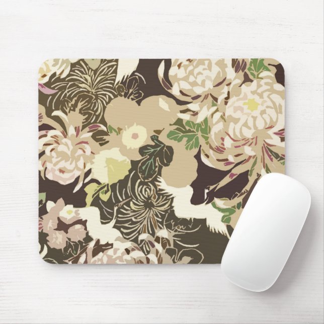 Mousepad Flores e pássaros castanhos-do-campo (Com mouse)