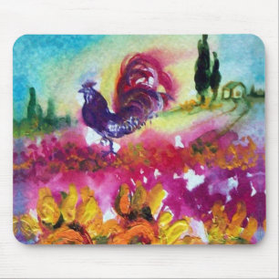 MOUSEPAD FLORES E ROOSTER NEGRO